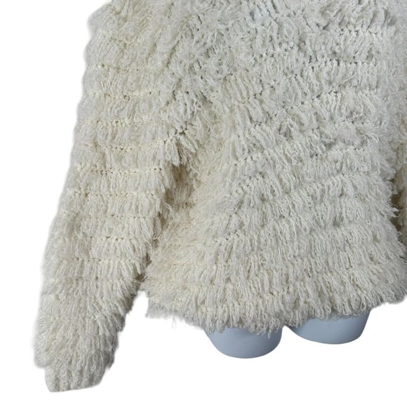 Vintage Carducci Fuzzy Sweater Womens Large Ivory Long Sleeve Chunky Vneck - Picture 6 of 15